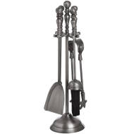 Traditional Fireplace Companion Set In Antique Pewter