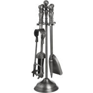 Traditional Fireplace Companion Set In Antique Pewter