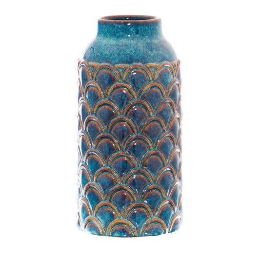Large Indigo Scalloped Vase
