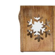 Natural Wooden Large Snowflake Tealight Candle Holder