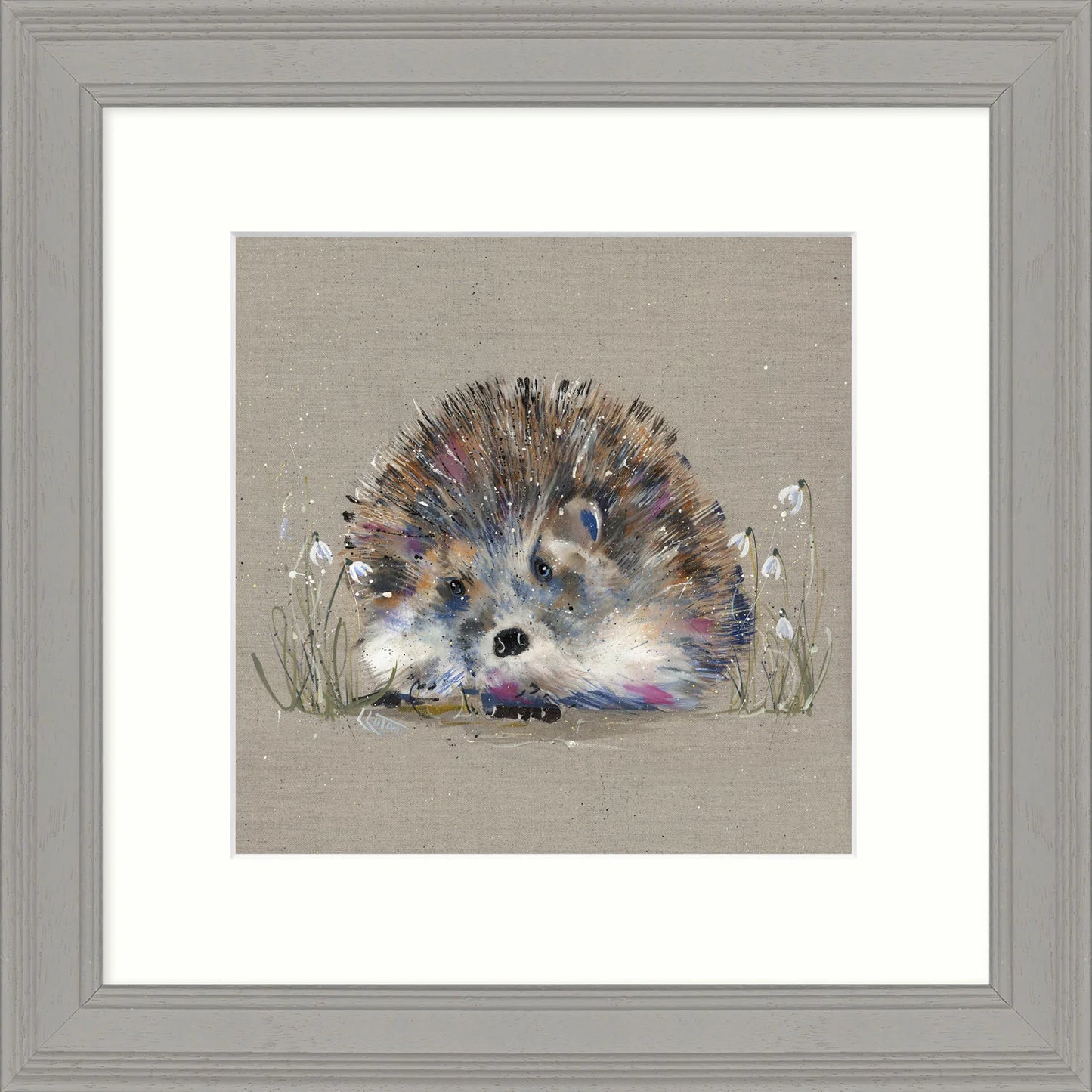 Hedgehog and Snowdrops by Louise Luton Framed Picture
