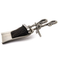Antique Pewter Crook Handled Hearth Tidy with traditional crook handle design