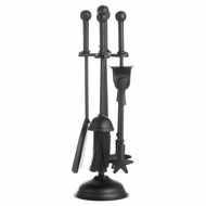 Ball Topped Companion Set in Black with classic ball-topped handles and stand
