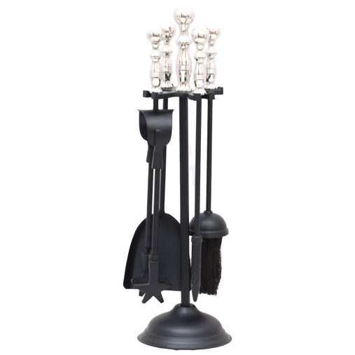 Chrome Handled Dutchess Companion Set with stand and polished chrome handles
