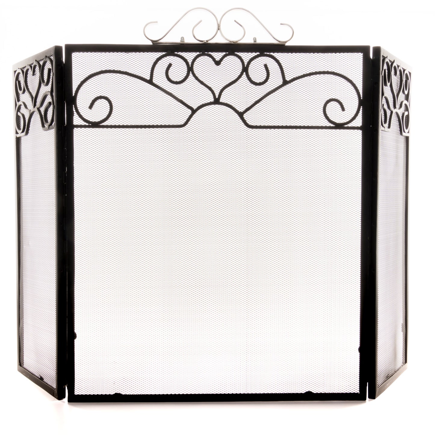 Chrome Topped Three Fold Fire Screen with elegant chrome accents and folding panels