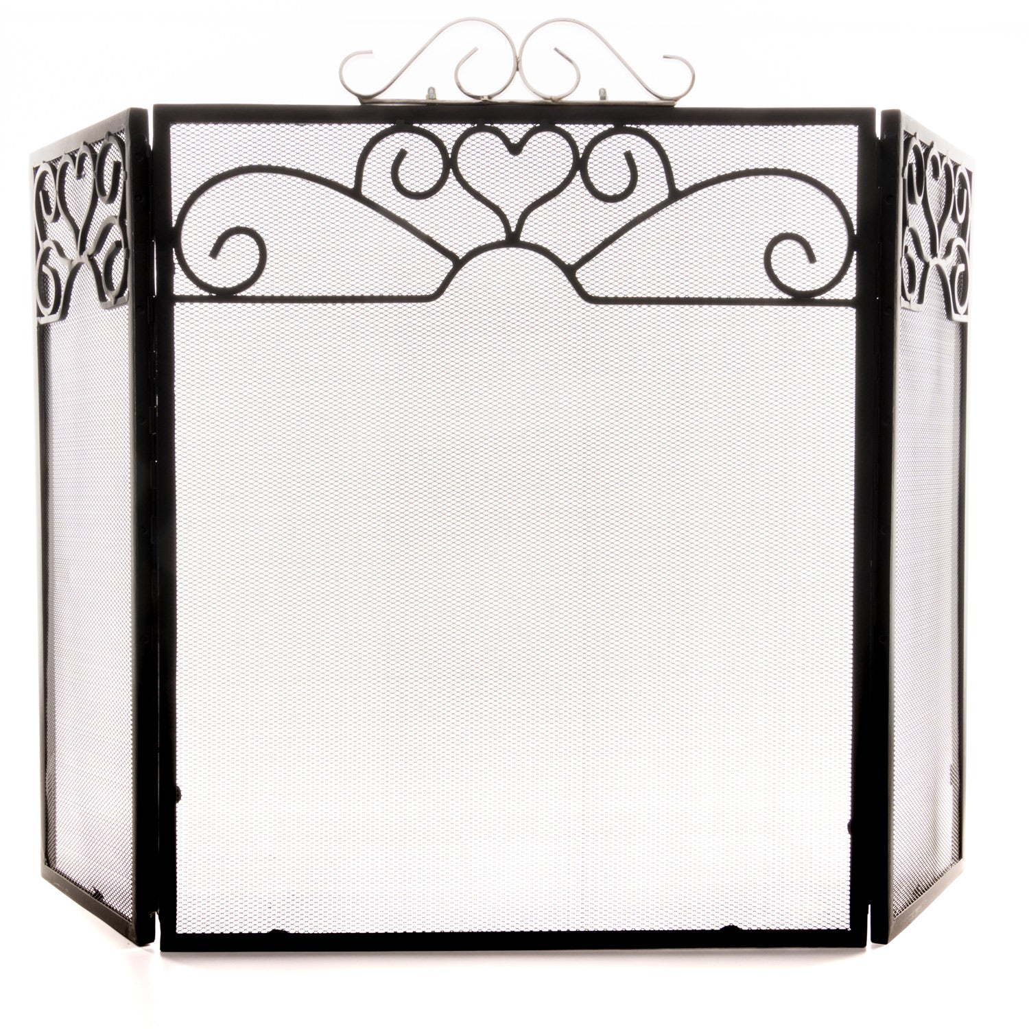 Chrome Topped Three Fold Fire Screen with elegant chrome accents and folding panels