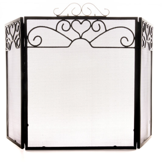 Chrome Topped Three Fold Fire Screen with elegant chrome accents and folding panels
