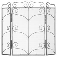 Heavy Large Antique Silver Fire Screen with sturdy frame and antique silver finish